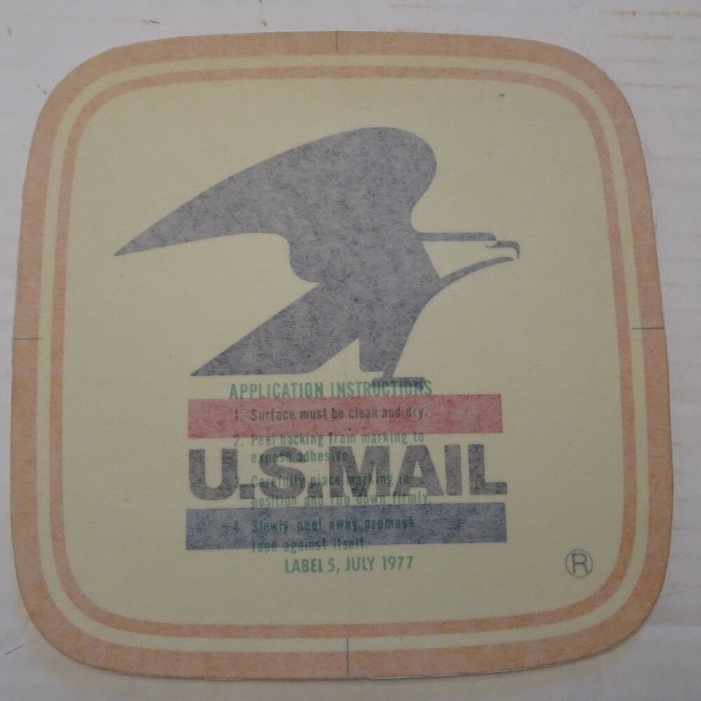 USPS Mail Vehicle - Decal - Sign #5 July 1977 - 8" x 8" - New - 4 Green Instruc